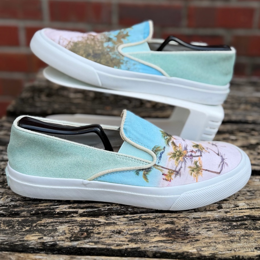 Sperry Gray Malin Beach Theme Slip-On Men's Sz 8 Canvas & Suede Sneaker  T8 - Picture 5 of 14